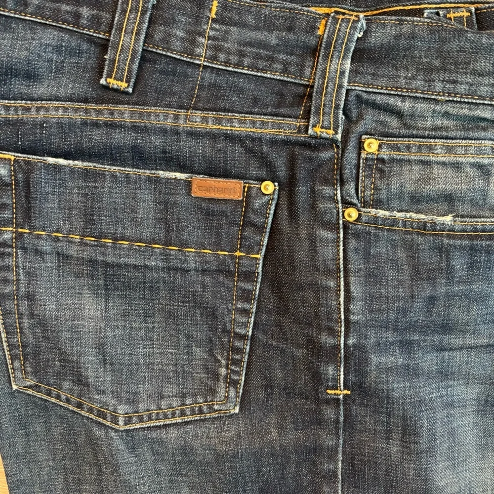 Carhartt B310DRT Jeans Men’s 36x36 Relaxed Fit Dark Wash Bootcut Work Pants Tall - Picture 7 of 10